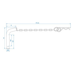 Steckbolzen Ø2cm mit Sicherungsstift und Kette - Klappsplint L 13cm, Ø 20 mm, Kette 26,5 cm, - für Abstellstützen und Co