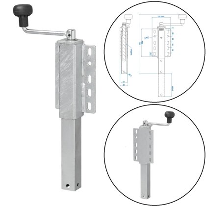 Bootsstütze einstellbar Bootstrailer 40x40mm – Verstellbare Kurbelstützen ausdrehbar Spindelstütze bis 200kg Hubstütze