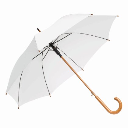 Stockschirm Groß Ø103cm für Damen & Herren mit Holzgriff – Automatik Regenschirm in elegantem Weiß Stocklänge von 89cm