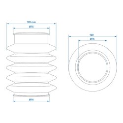 Faltenbalg für Anhänger Auflaufeinrichtung – kompatibel mit Knott KF/KRV/KFG 27/30/35, 75/75mm - Gummi Faltenbalg