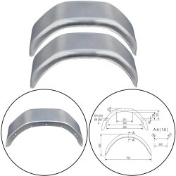 2 x Anhänger Kotflügel 750x200x350mm eckig Schutzblech für 14 Zoll Rad - verzinkt Stahlblech 1mm - Stoßfest - Modell 2075