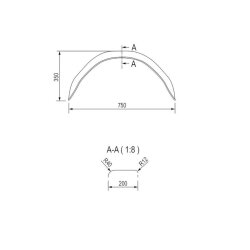 2 x Anhänger Kotflügel 750x200x350mm eckig Schutzblech für 14 Zoll Rad - verzinkt Stahlblech 1mm - Stoßfest - Modell 2075