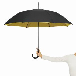 Stockschirm Ø103cm für Damen, Herren Metallstock 85cm - Automatik Regenschirm - zweifarbiges Schirmdach schwarz / gelb