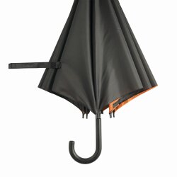 Stockschirm Ø103cm für Damen, Herren Metallstock 85cm - Automatik Regenschirm - zweifarbiges Schirmdach schwarz / orange