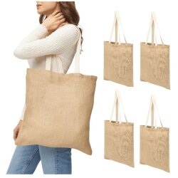 4x Jute-Tasche 38x40cm – Faltbare Einkaufstasche...