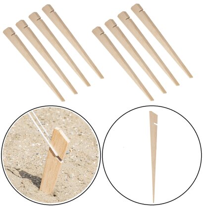 8x Holzheringe 40 cm Holz – pro Stk 78 Gramm Ideal für Sand, Sandheringe, Schnurhaken Zeltheringe Zelt Heringe Camping