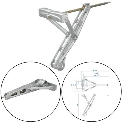 Wohnwagenstützen 619x280mm Ausdrehstütze Verzinkter Stahl, Max. Tragfähigkeit 1500kg,H 498 mm Kurbelstütze für Wohnmobil