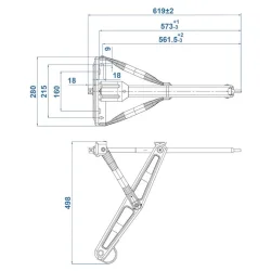 Wohnwagenstützen 619x280mm Ausdrehstütze Verzinkter Stahl, Max. Tragfähigkeit 1500kg,H 498 mm Kurbelstütze für Wohnmobil