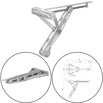 Wohnwagenstützen 677x280mm Ausdrehstütze Verzinkter Stahl, Max. Tragfähigkeit 1500kg, H 502 mm Kurbelstütze Wohnmobil