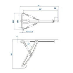 Wohnwagenstützen 677x280mm Ausdrehstütze Verzinkter Stahl, Max. Tragfähigkeit 1500kg, H 502 mm Kurbelstütze Wohnmobil