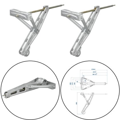 2 x Wohnwagenstützen 619x280mm max.1500kg H498mm Kurbelstütze für Wohnmobil Ausdrehstütze drehstütze aus verzinktem Stahl