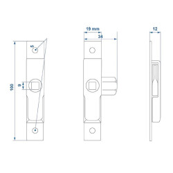 2 x Vierkantschlüssel 7-10mm & 2 x Zungenschloss 100x19mm auch genannt Klappenverschluss, Schließriegel - Perfekt einsetzbar als Türschlösser oder Riegel.