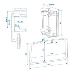 Spiegel Auto Baby Rückbank Rückspiegel mit einer Spiegelfläche ca. 115x55 mm - Drehbarer Rücksitzspiegel mit Clip-Befestigung Min 49 - Max 82 mm, Baby Spiegel Auto aus Glas