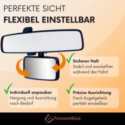 Spiegel Auto Baby Rückbank Rückspiegel mit einer Spiegelfläche ca. 115x55 mm - Drehbarer Rücksitzspiegel mit Clip-Befestigung Min 49 - Max 82 mm, Baby Spiegel Auto aus Glas